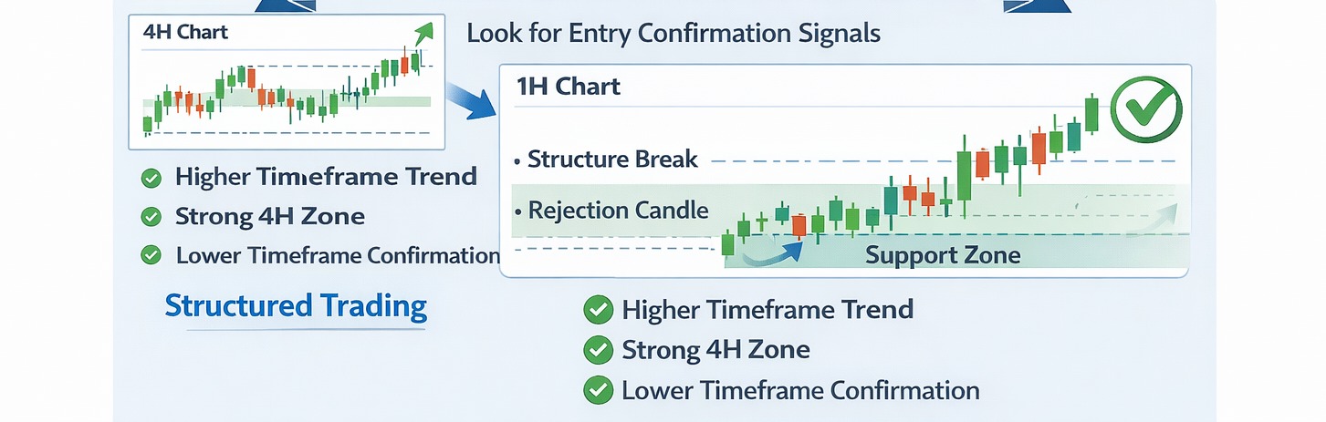 Refine Entry on Lower Timeframes (1H or 30M)